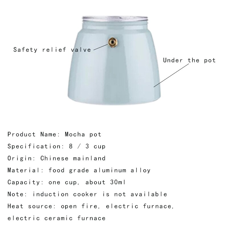 150ml 300ml Moka Coffee Maker Aluminum Mocha Espresso Percolator Pot Coffee Maker Pot Stovetop Coffee Maker Home Kitchen