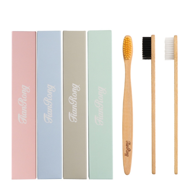 1PC Nature Bamboo Handle Toothbrush Colorful Soft Bristles Bamboo Wooden Toothbrush With Box Eco-Friendly Oral Care