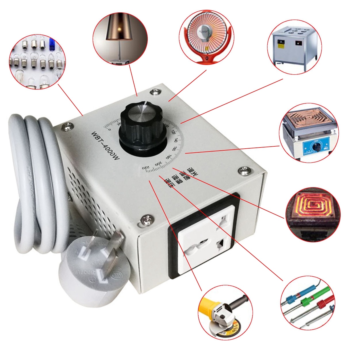 Motor Speed Controller 4000W AC 220V Variable Voltage Controller Control For Fan Speed Motor Dimmer 107x56x84mm