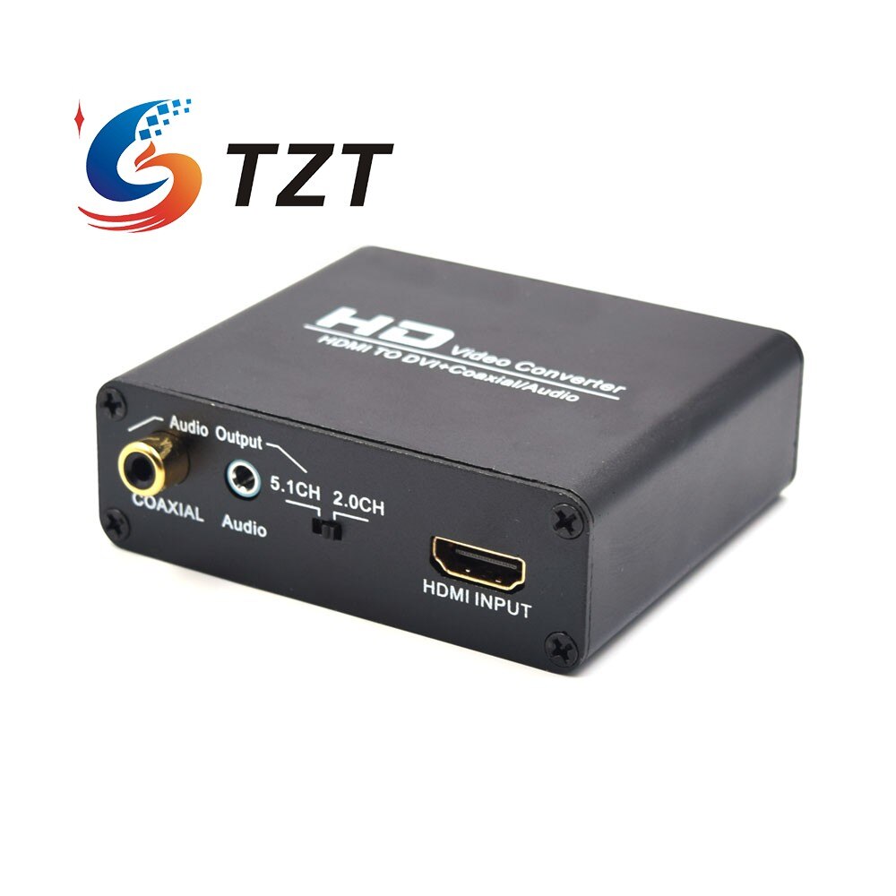TZT NK-X5 HD Video Converter HDMI-compatible To DVI Converter HDMI-compatible To DVI + Coaxial/Audio 1920x1080 At 60Hz