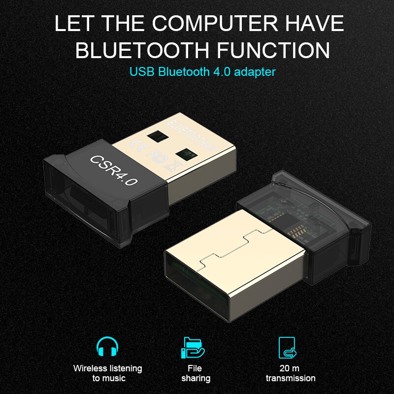 VAORLO USB Bluetooth Adapter USB Dongle For Computer PC Wireless Bluetooth Transmitter 4.0 Music Receiver Mini Bluetooth Adapter