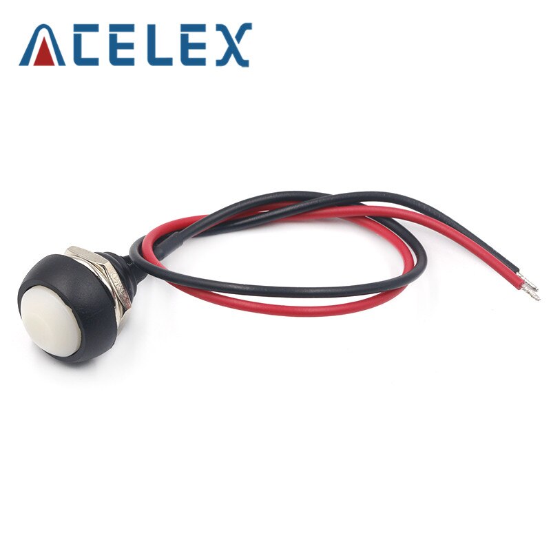 12mm PBS-33B Waterproof Momentary ON OFF Push Button Swithch Mini Round Switch: White with line
