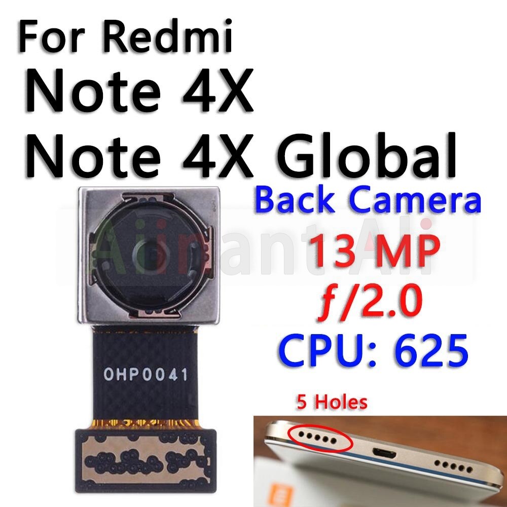 Originele Kleine Front Camera Voor Xiaomi Redmi Opmerking 4 4A 4X Pro Global Belangrijkste Big Back Rear Camera Module Flex kabel