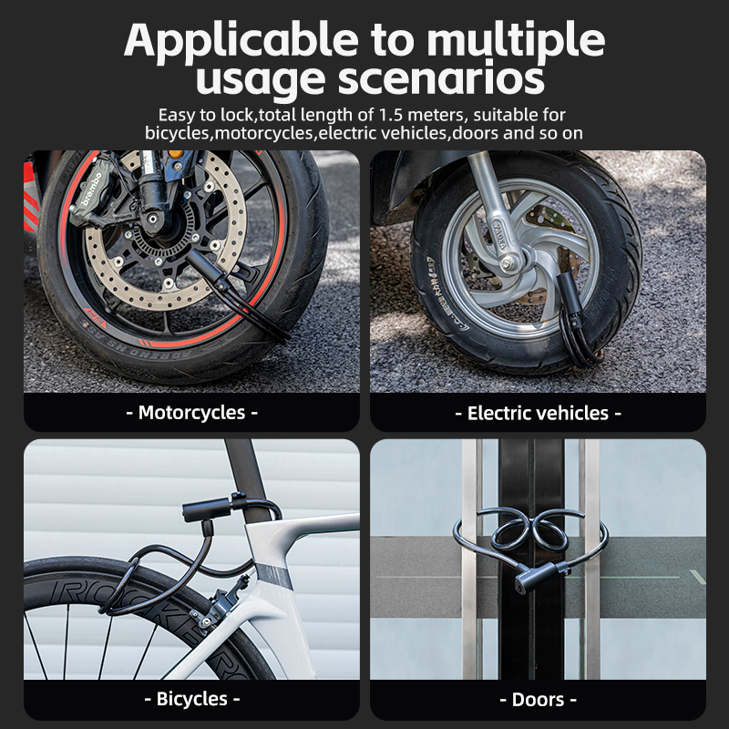 Candado de bicicleta ROCKBROS, candado de Cable antirrobo portátil para bicicleta con llaves, candado redondo de aleación de Zinc para motocicleta, Scooter, MTB y carretera