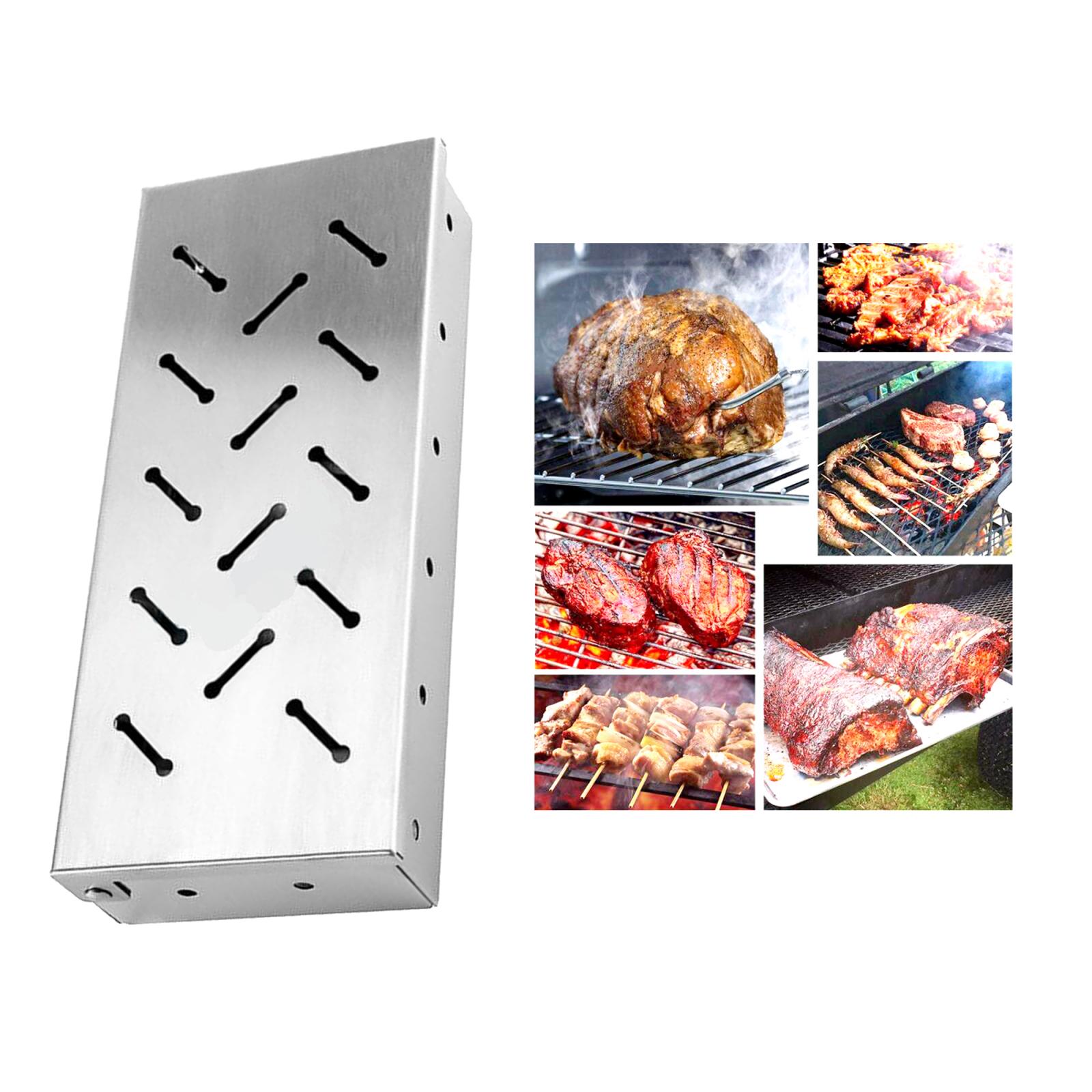 Barbecue Stainless Steel Smoker Box High-Temp Resistant for Meat Smoking