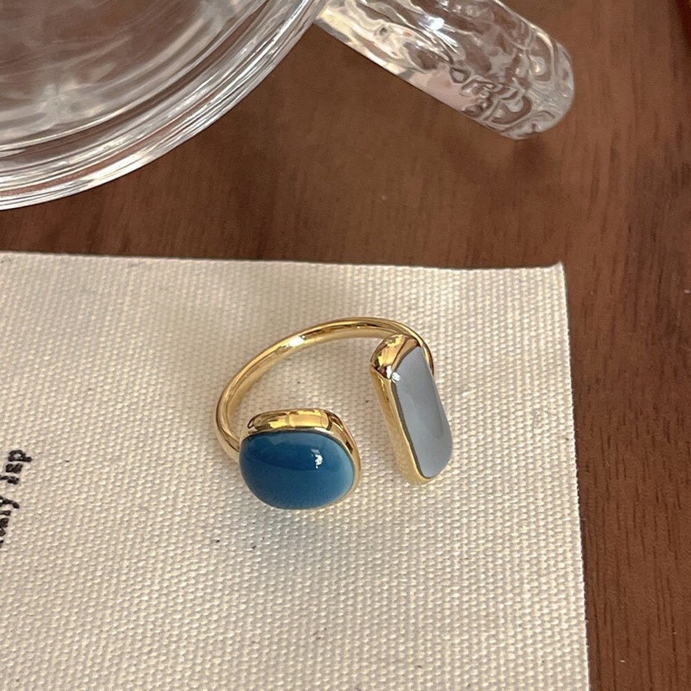 Vintage Persoonlijkheid Europa En Amerikaanse Emerald Ring Voor Vrouwen Gevoel Van Senior Gevoel S925 Koperen Ring Mode-sieraden: D