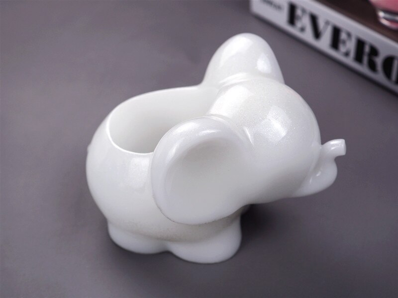 DIY elefante resina molde Epoxy espejo tridimensional elefante maquillaje huevo almacenamiento silicona molde