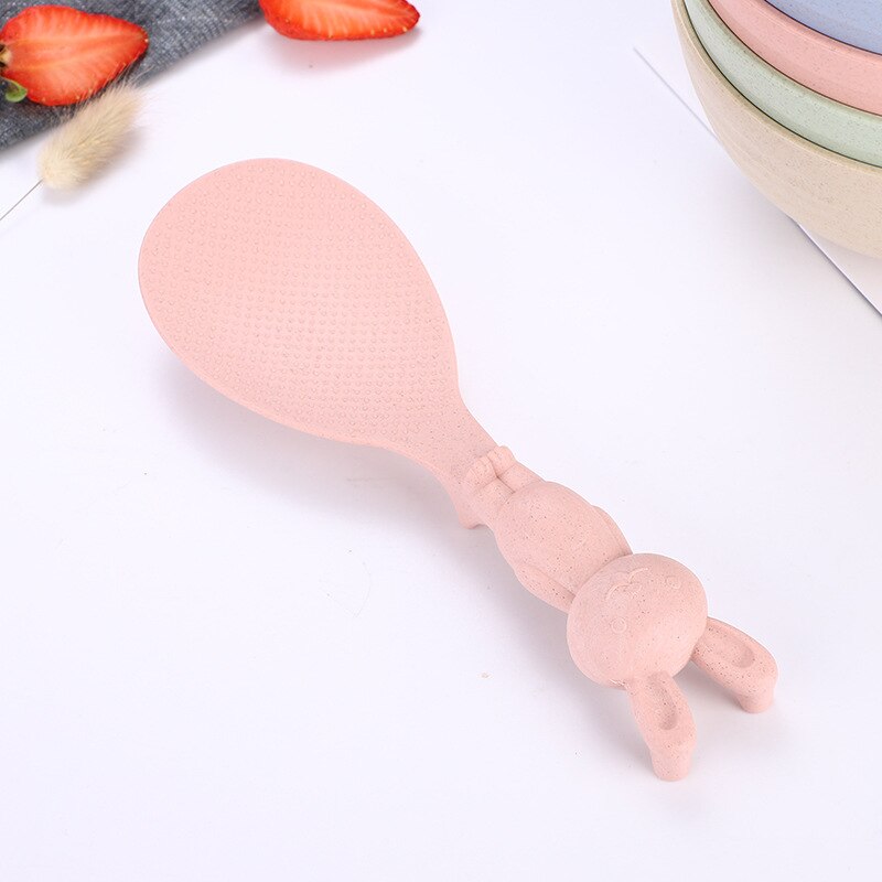 Wheat Straw Rabbit Spoon Can Stand Up Rabbit Rice Shovel Rice Cooker Rice Spoon Non-stick Rice Cartoon Rice Spoon: Brown