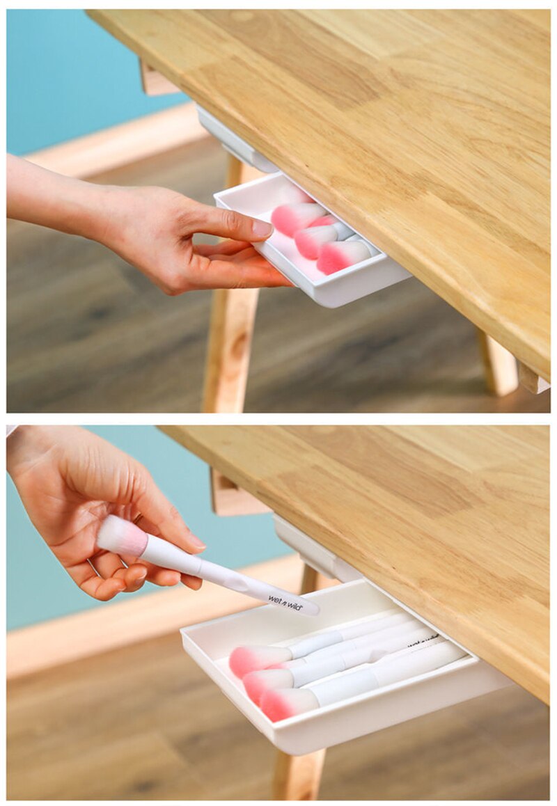 Hiding & Secret Space Drawer Self-Stick Home Office Tray Under Desk Drawer Organizer Table Storage Hidden Organizer Boxes Stand