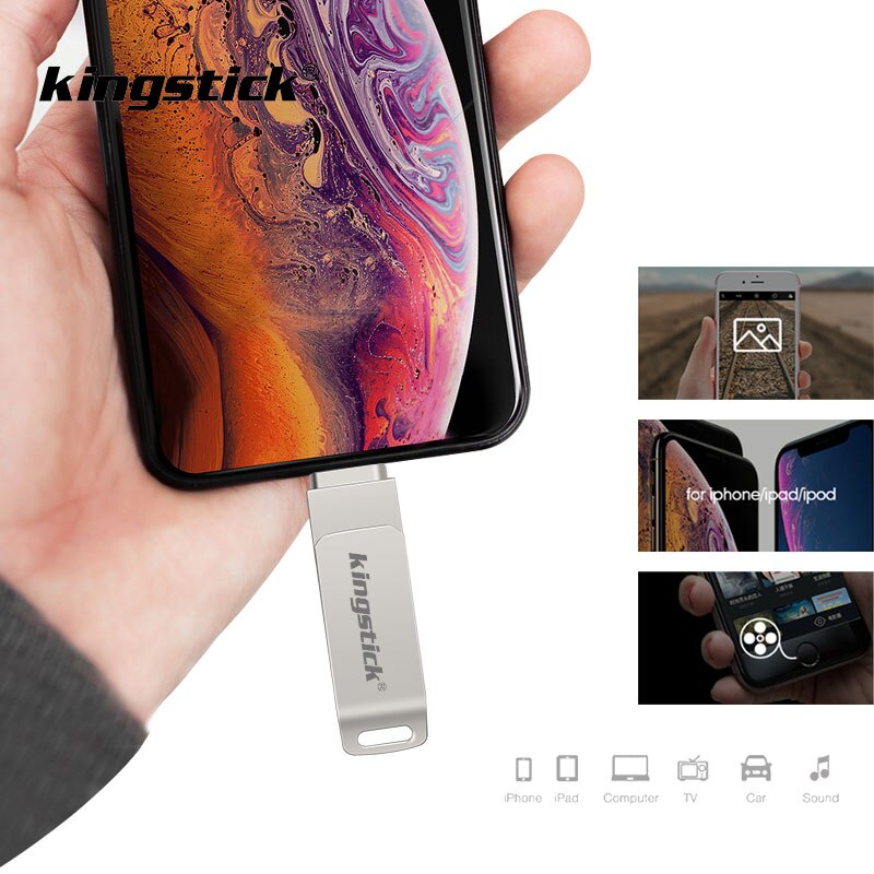 Kingstick 128Gb 64Gb Usb Flash Drive Voor Iphone Pen Drive 32Gb 256Gb Usb Stick 16Gb geheugen Flash Drive Voor Iphone 6/7/8S/X/Xr/Xs