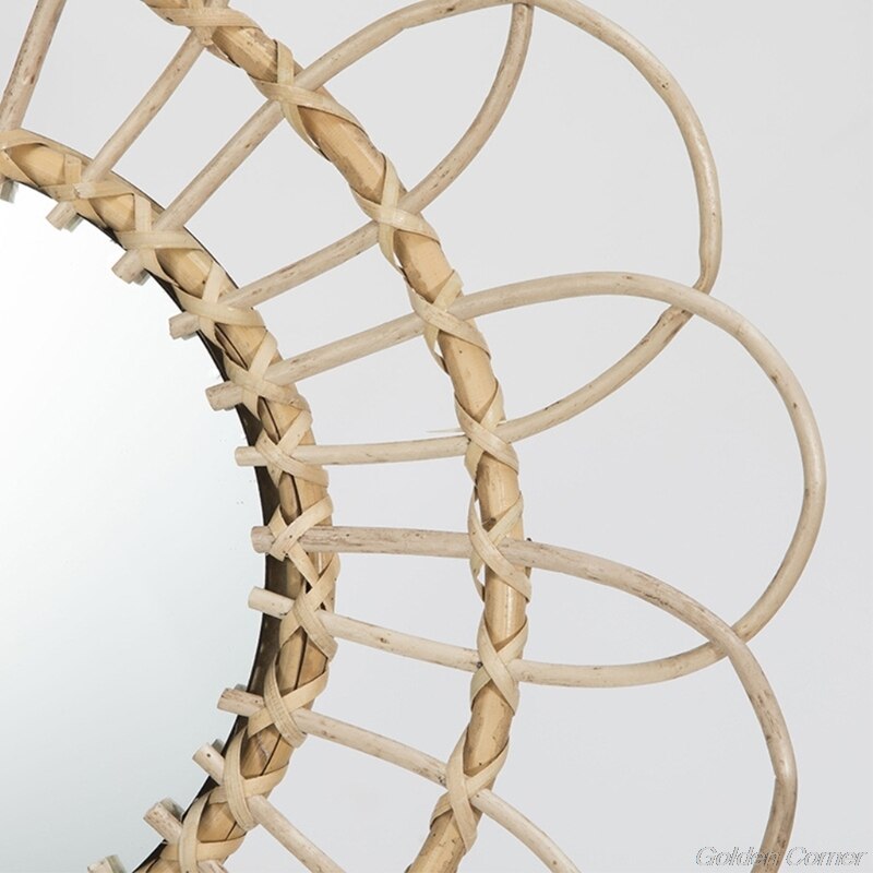 Rattan arte inovadora decoração homestay maquiagem espelho de vestir banheiro parede pendurado espelhos d23 20 dropshipping