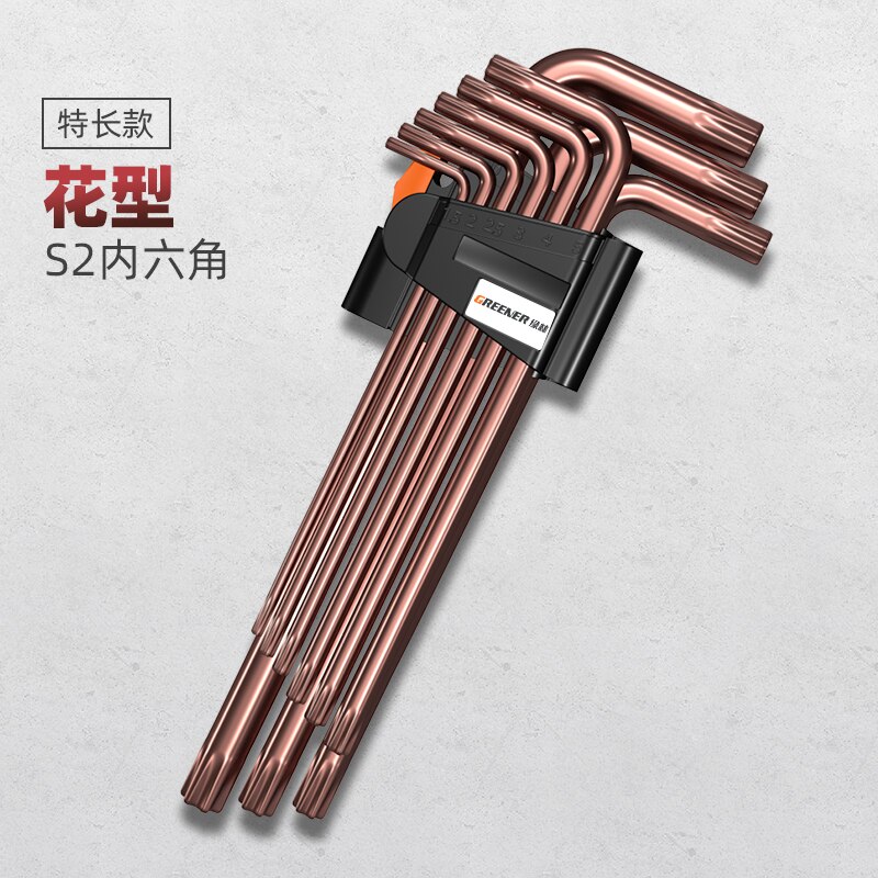 Greener – clé Allen métrique, taille L, pour l'entretien de la maison, ensemble d'outils à extrémité plate Torx Allen, 9 pièces: Extra-long Torx