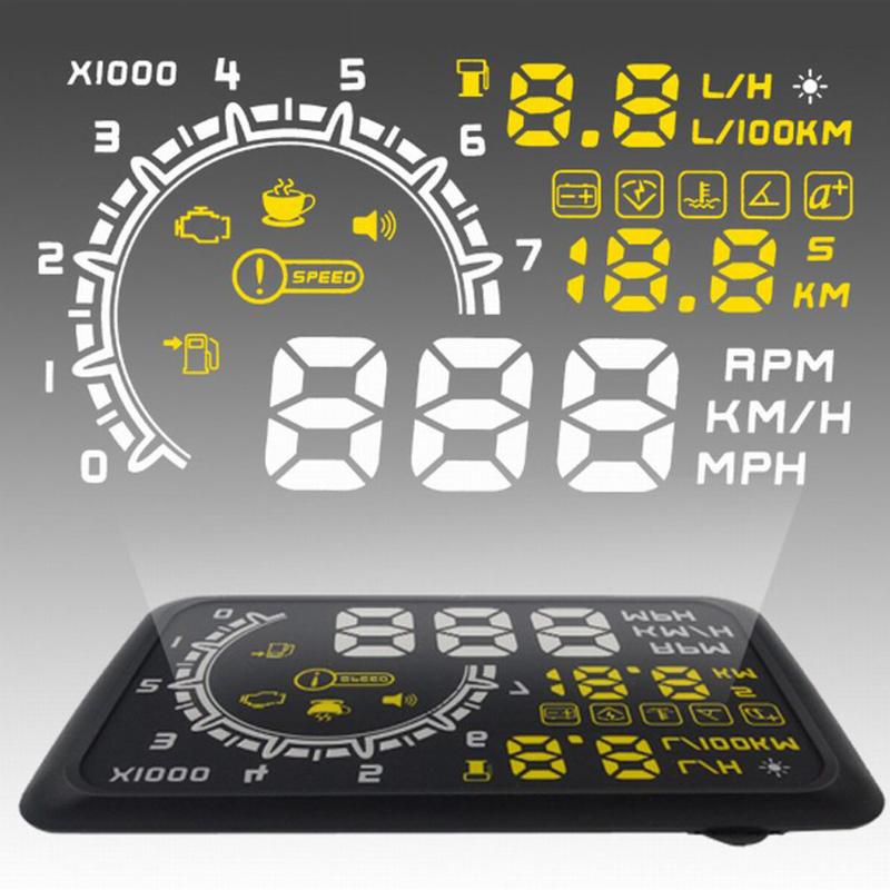 Car HUD Head-up Display Speed Mileage Alarm System Projection Display Help Novices Control Avoid Over Speed Projected Display