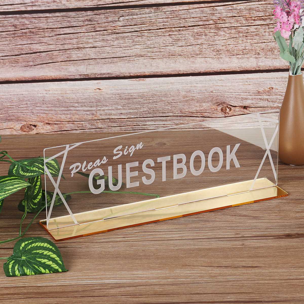 Bryllup gæstebog tegn med base dekoration hukommelse gæstebog drop box akryl gæstebog