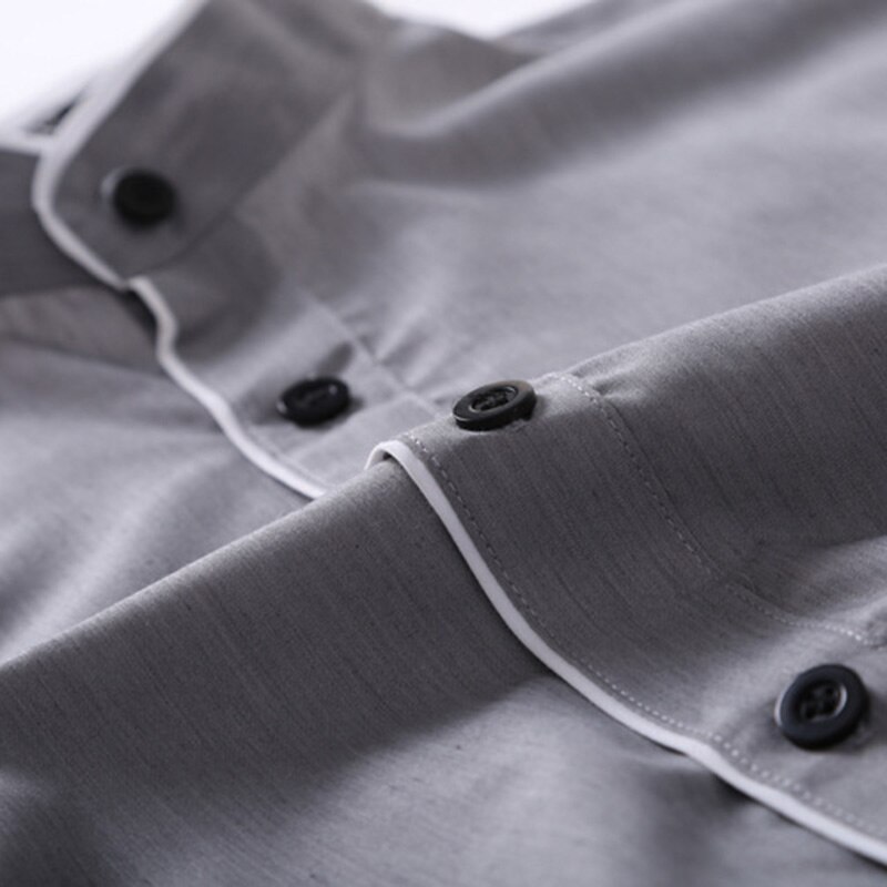 Lange Mouwen Shirt Slim Fit Stand Kraag Eenvoudige Casual Tops Voor Lente D88