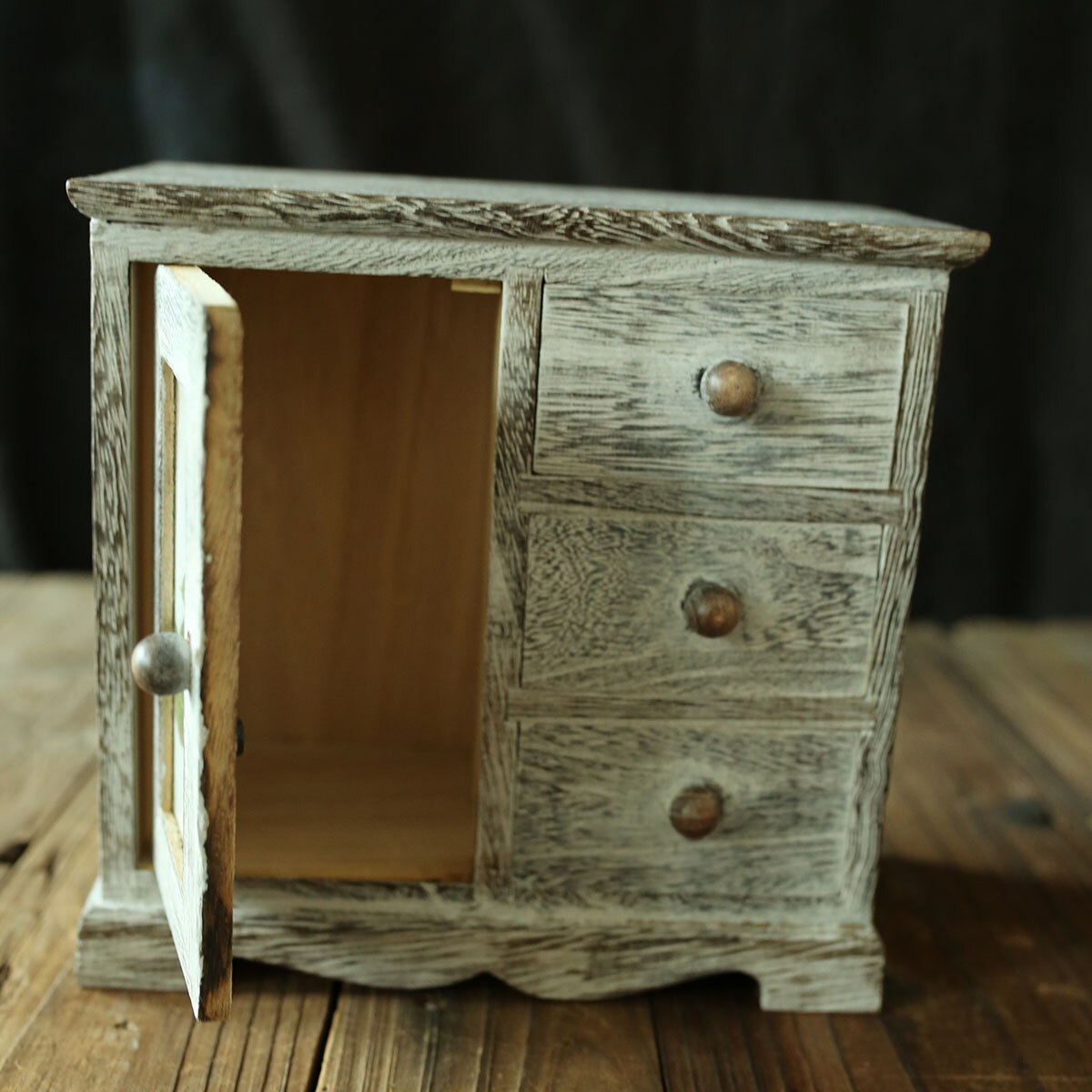 Wooden Jewelry Box Retro Style Solid Wood Storage Box Photo Props Home Decoration Jewelry Earrings Ring Necklace Box