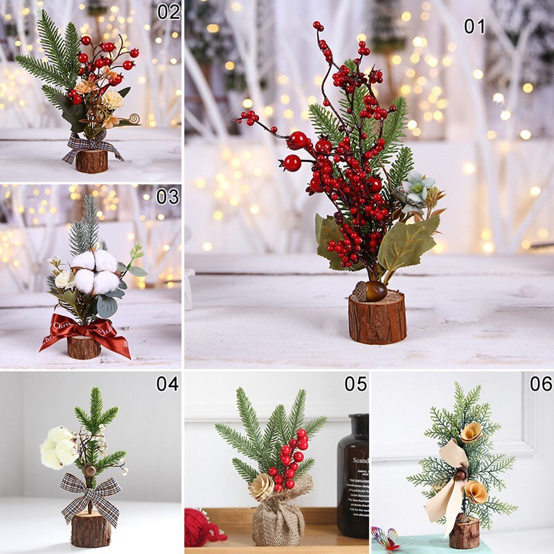 Desktop Christmas Pine Tree Small Pine Tree Mini Tree Desktop Home Decoration Ornaments Pine Branch Floral Ornaments Small Tree