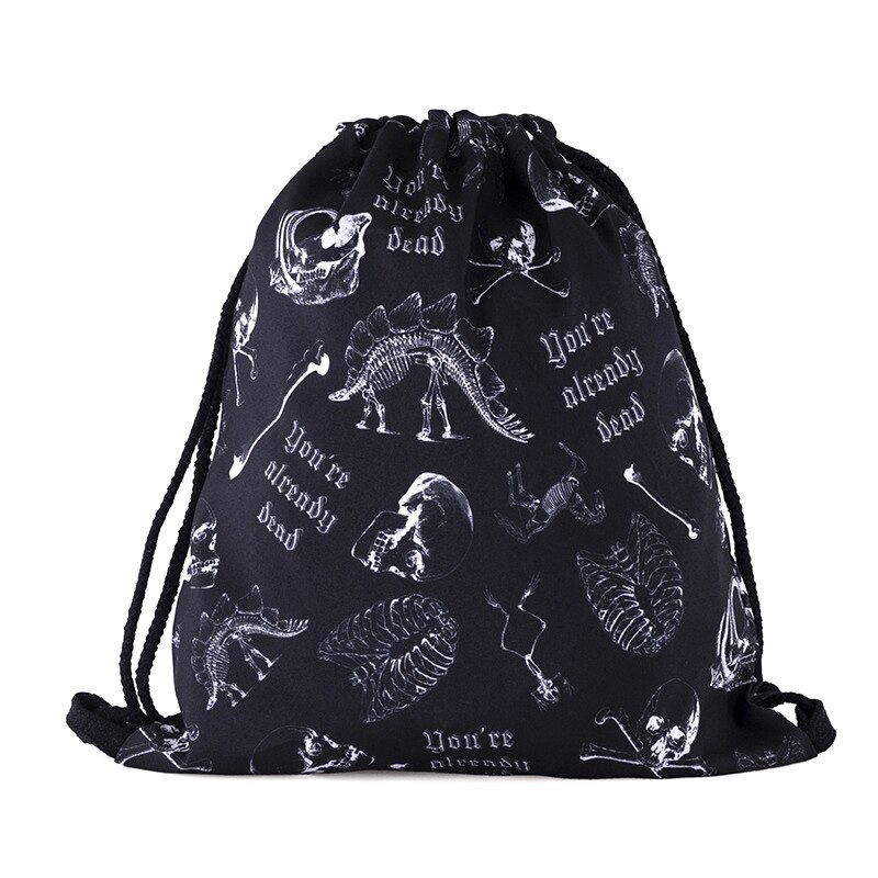 Impression 3D sac à cordon voyage toile dessiner chaîne sac crâne pieuvre motif Harajuku gothique sac à dos cartable: 14