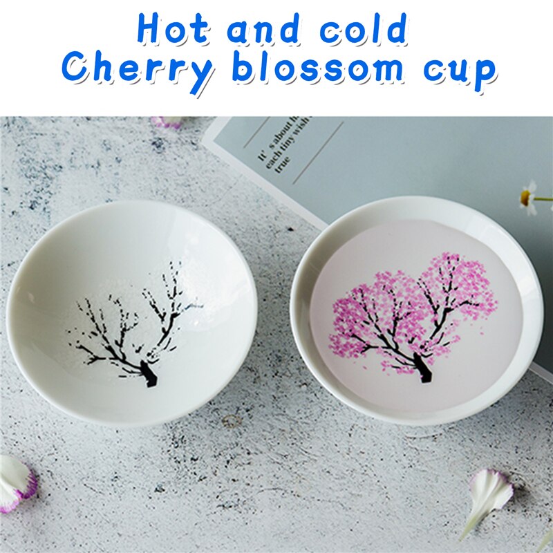 Japanese Cold Temperature Color Changing Tea Cup Flower Display Teacup Magic Sakura Cup Single Ceramic Kung fu Tea Cup Tea Bow
