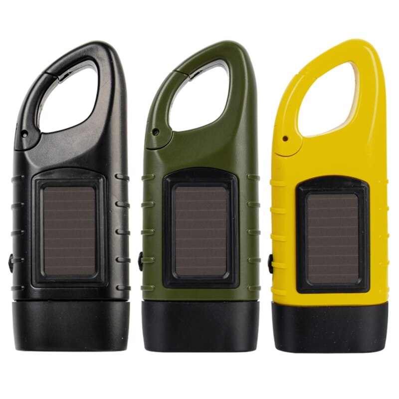 Solar Powered Flashlight Hand Crank Dynamo Rechargeable LED Light Lamp Charging Powerful Torch for Outdoor Activity