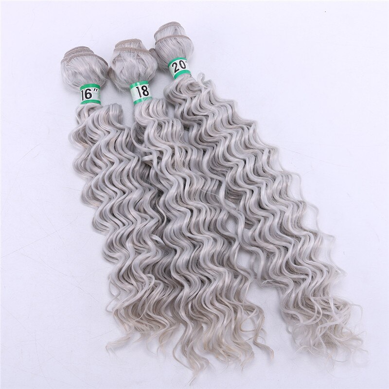 Tissages synthétiques Deep Wave bouclés-ANGIE | Mèches ombré deux tons à longueur mixte pour femmes de 16 18 20 pouces