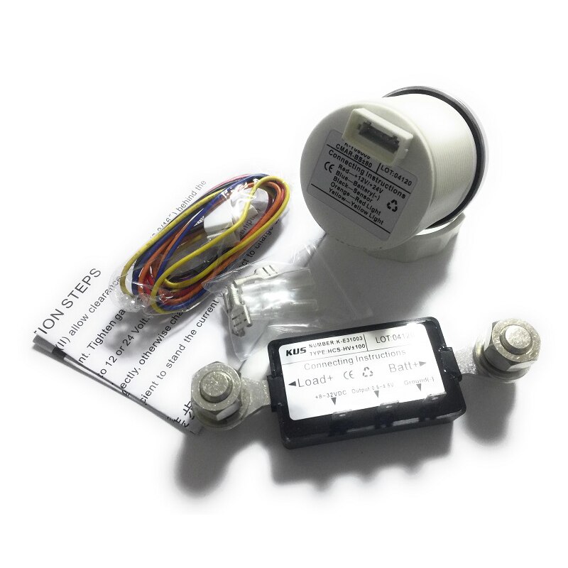 KUS 52mm Waterproof Ampere Gauge Ammeter AMP Meter 50A with Current Sensor 12V/24V with Backlight for Car Boat