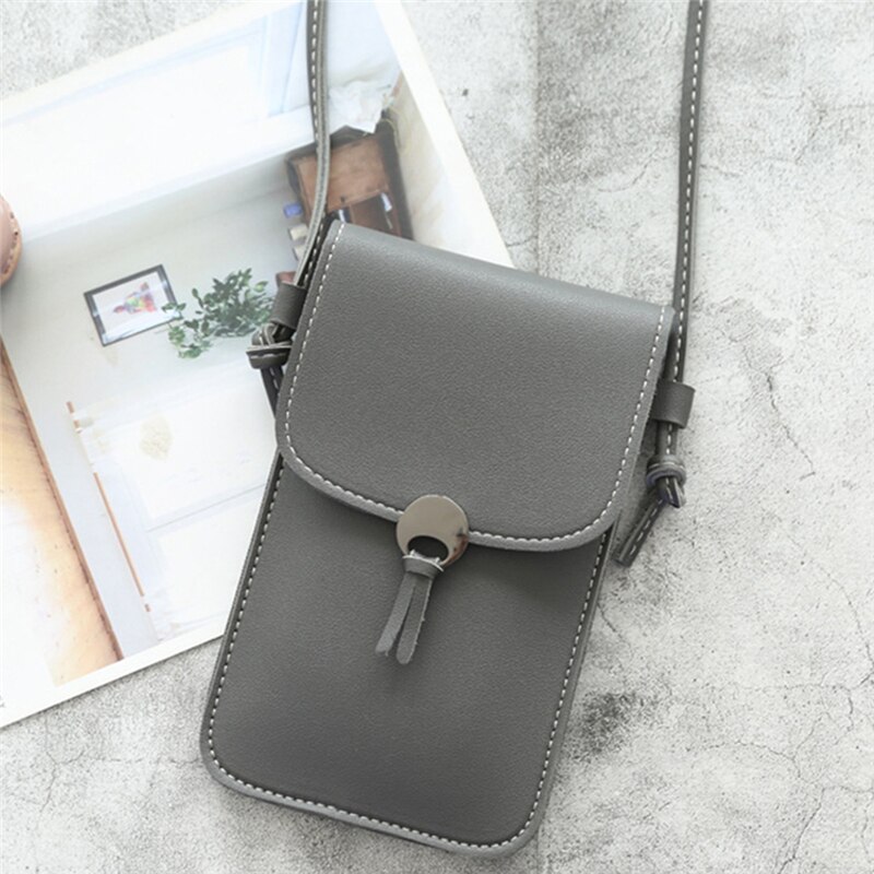 Touch Screen Mobiele Telefoon Purse Bag Smartphone Portemonnee Kwastje Lederen Schouderband Handtas Vrouwen Tas: Derk Gray