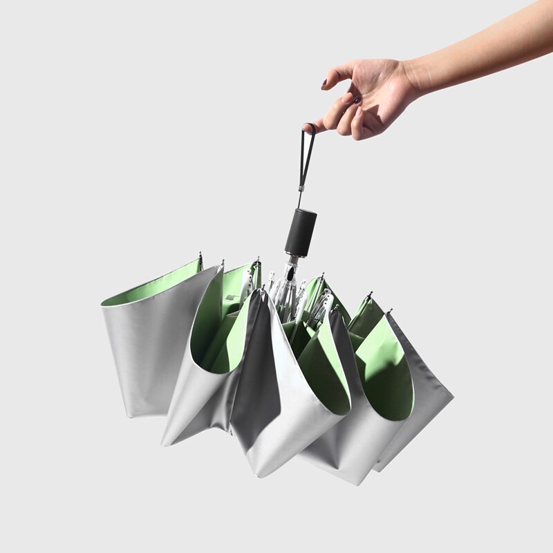 Parasol Fully-Automatic Umbrella Women 3 Folding Uv Large Outdoor Umbrella Rain Silver Garden Regenschirm Rain Gear EB50YS