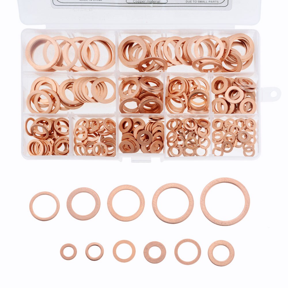 300Pcs M5 M6 M8 M10 M12 M14 M16 M20 Copper Sealing Solid Gasket Washer Sump Plug Oil metal flat washer O-shaped copper washer