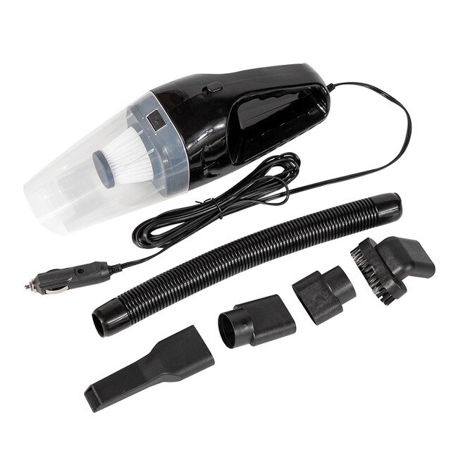 Nueva aspiradora de fuerte succión de 12V 120W, aspiradora de mano 4800Pa para coche, aspiradora de doble uso húmeda y seca para electrónica de coche, aspiradora de filtro de repuesto: TYPE I Black