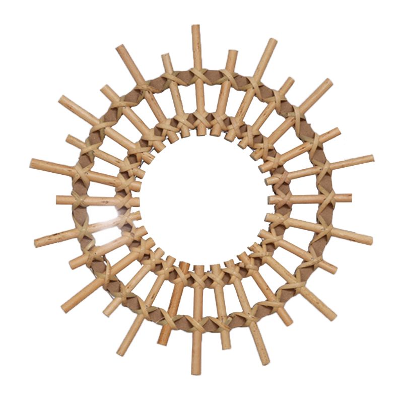 Rotin rond maquillage miroir innovant Art décoration Dressing salle de bain tenture murale miroirs artisanat: 3