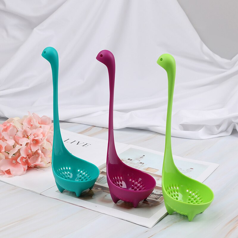 Food-Grade Pp Leuke Dinosaurus Soeplepels Cartoon Monster Lange Staal Servies Servies Creatieve Modellering Pollepel Keuken Gere