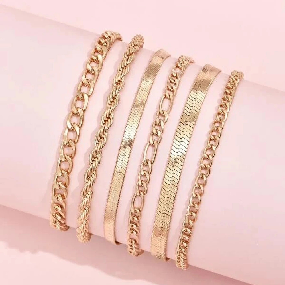 Boho-armbänder mit mehreren stufen für damen, Punk-schlangenkette, goldfarben, Strand, handgefertigt, geometrische seilkette, schmuck  b020