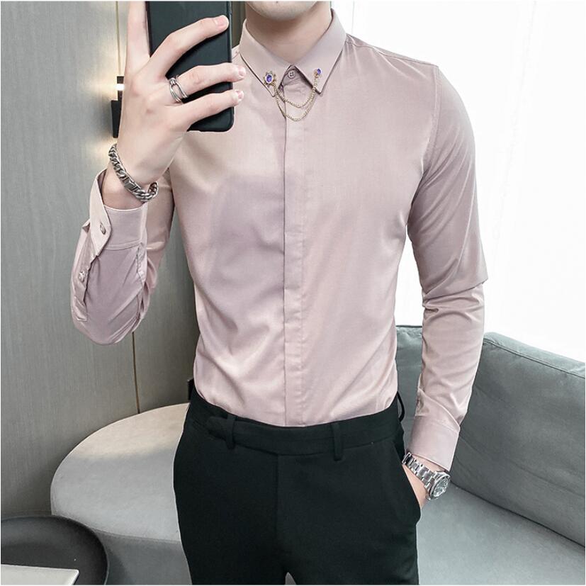 Brand clothing Men&#39;s cotton Business Dress Long Sleeve Shirts/Male Slim Fit Lapel Casual shirts Camisas De Hombre S-3XL