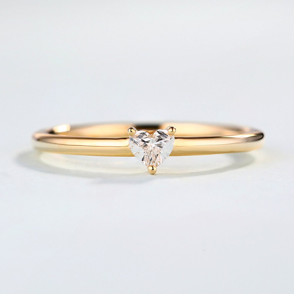 Anillos para mujer con forma de corazón pequeño Color dorado compromiso de boda anillo delicado joyería circón joyería de romántica KBR014-M