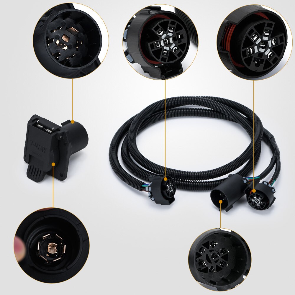 Extensión de arnés de cableado de remolque, accesorio para cama de camión lateral de 7 pies, 7 pines, para Chevrolet, Dodge, Ford, GMC, Nissan, Ram, Toyota, 56070