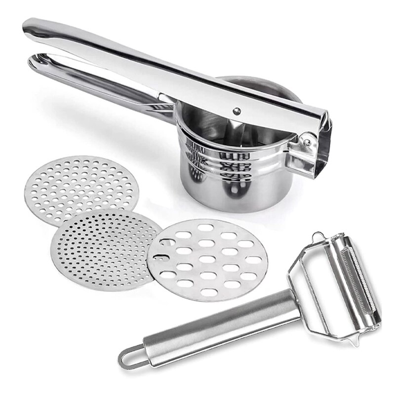 Acea Aardappelstamper Van Kunststof Grijs Met 3 Verwisselbare Schijven 2131656833 Acea Aardappelstamper Van Kunststof Grijs Met 3 Verwisselbare Schijven 2131656833