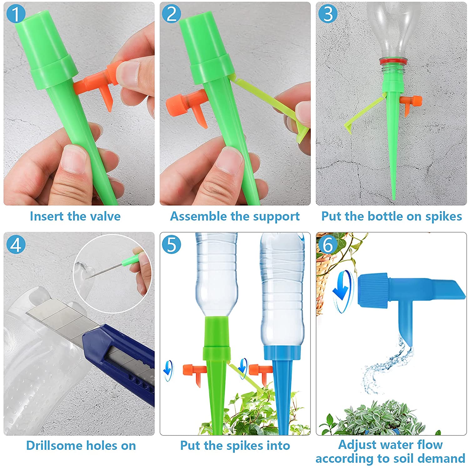 6/12/18PCS Auto Drip Irrigation Watering System Dripper Spike Garden Household Plant Flower Indoor Household Waterer Bottle Drip