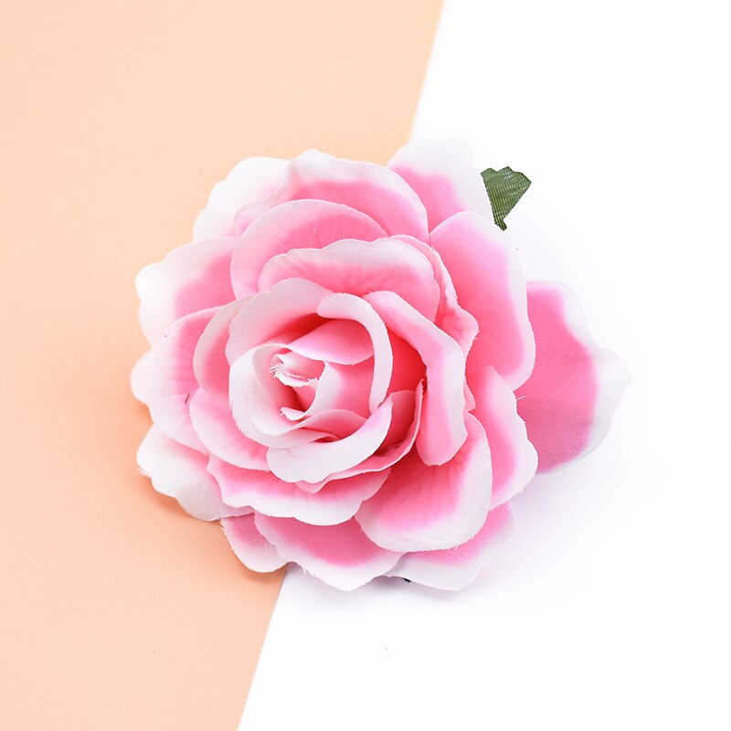 10 stk kunstige blomster til hjemmet bryllup dekoration julekrans brud broche diy håndlavet æske silke roser blomstervæg: Farve 17