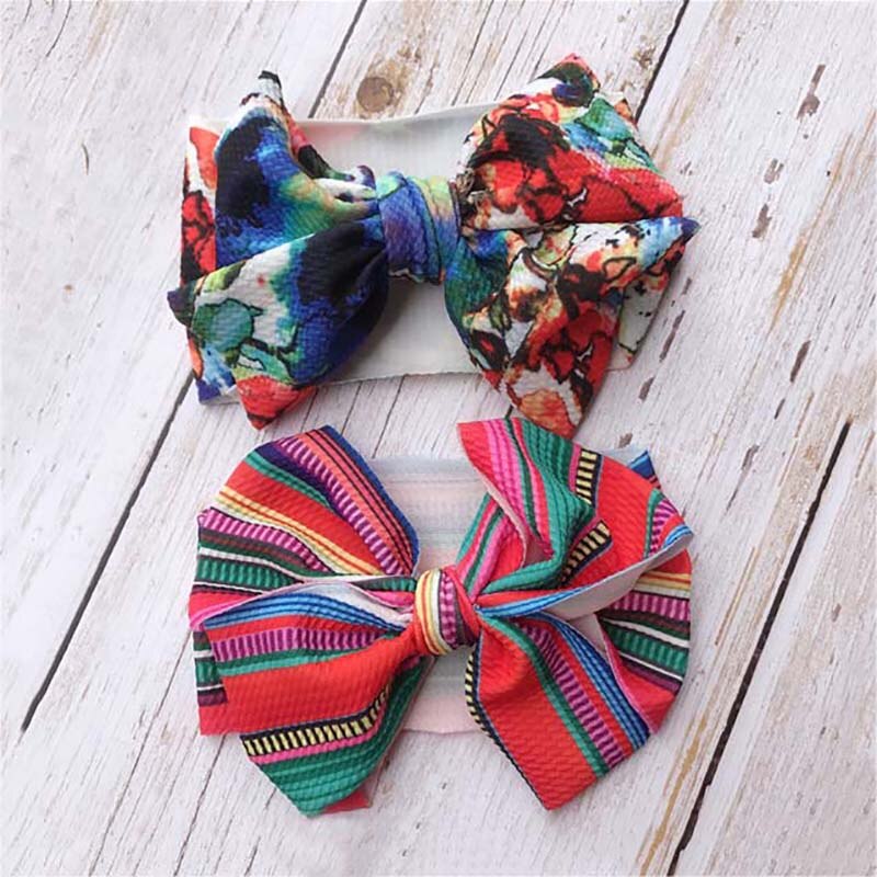 Diadema ancha con lazo grande para niña, turbante con estampado de lazo, cintas para el pelo para bebé, envolturas para la cabeza para niña, accesorios para el cabello