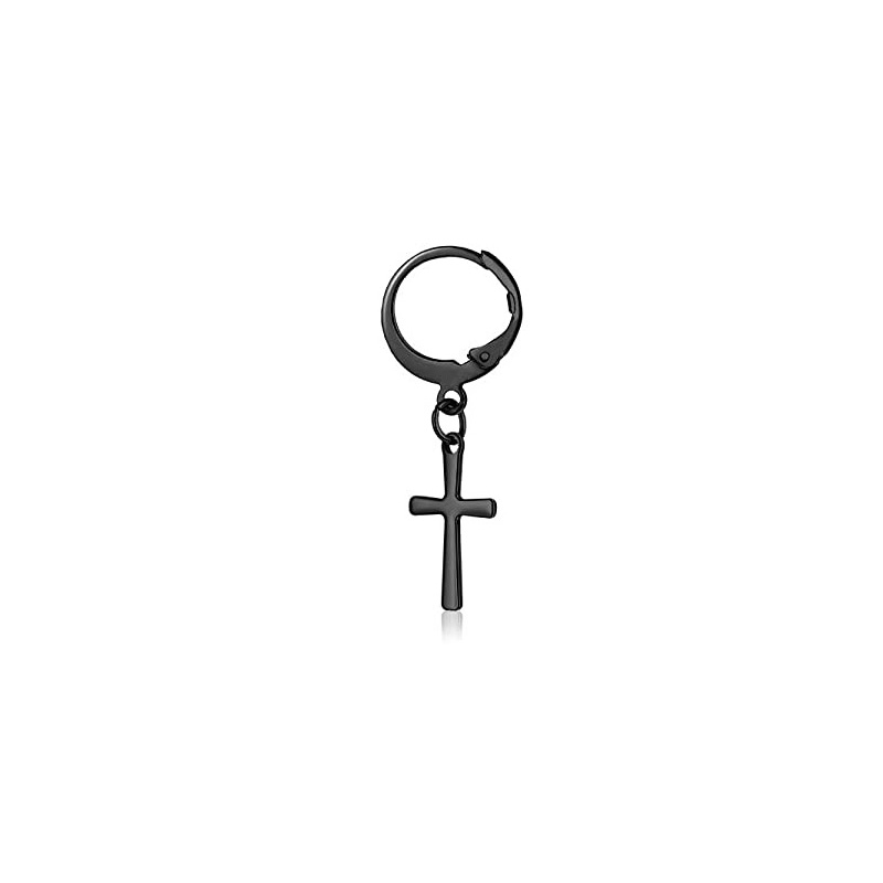 Pendientes de aro con bisagras para hombre, aretes colgantes de acero inoxidable, aretes colgantes de cadena larga con pluma L, 1 pieza: Marrón rojizo