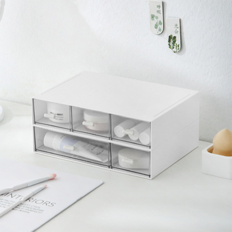 Simple Multi-cell Storage Box Desktop Miscellaneous Stationery Plastic Storage Box Student Dormitory Compartment Storage Cabinet