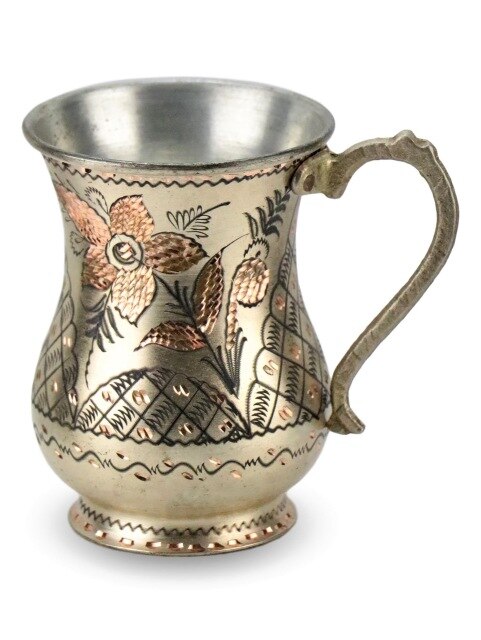 Custom Engraved Water Ayran Soft Drink Copper Cup Handmade Copper Cup Mug Traditional Turkish Cuisine: SİLVER