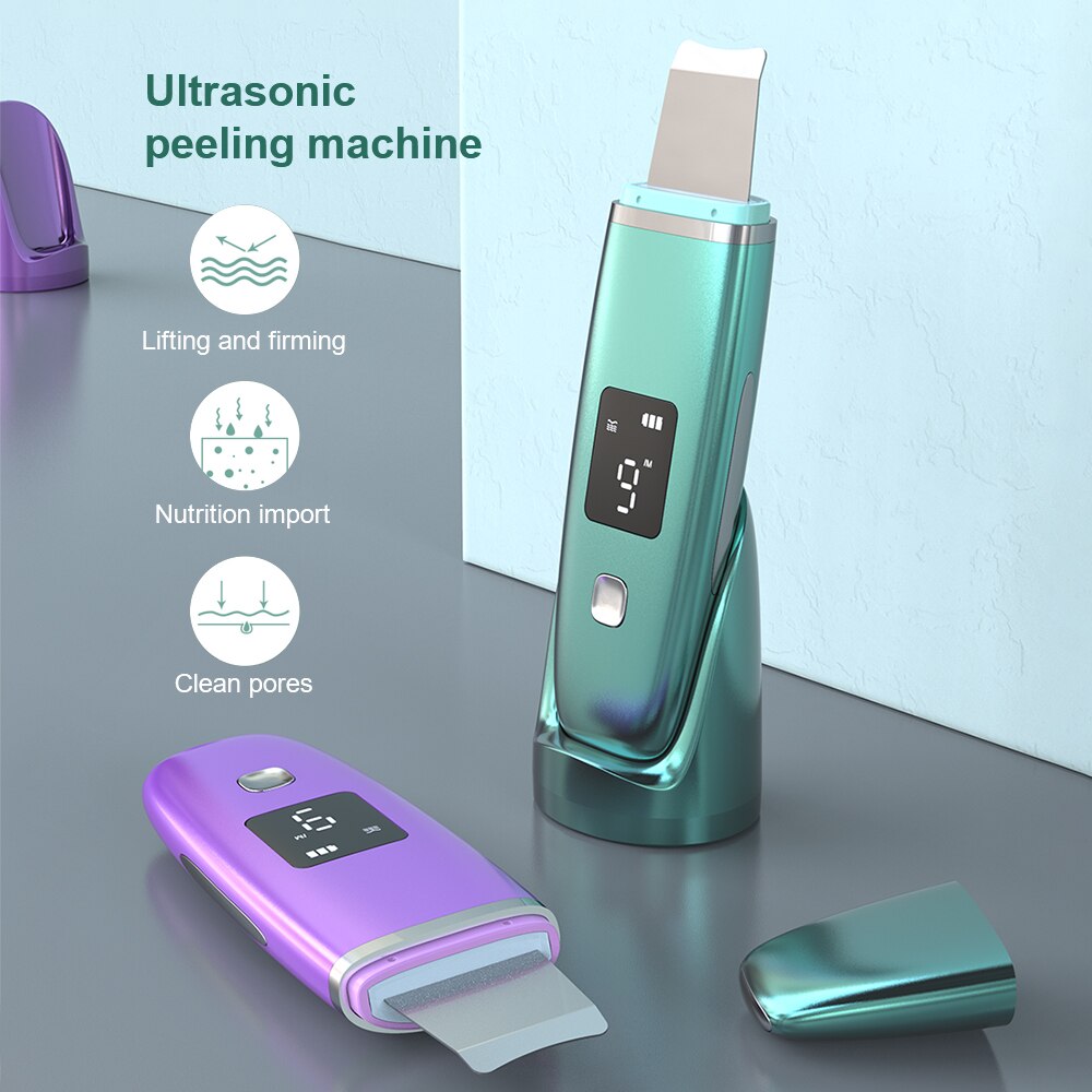 Ultrasonic Skin Scrubber Facial Spatula Blackhead Remover Pore Cleaner Deep Cleansing Beauty Face Lifting