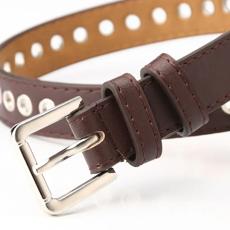 Bälten för kvinnor stora metallhål novelty bälten metallbälten tonåringar jeansbyxor accessoarer