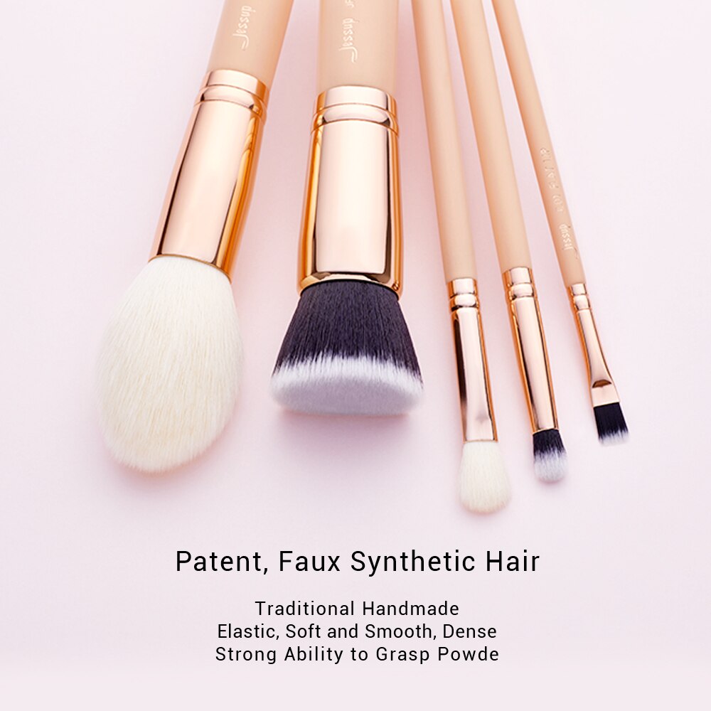 Jessup-Juego de brochas de maquillaje, resaltador de base , delineador de ojos, mezcla de pinceles, 25 uds. De soplo de melocotón/oro rosa