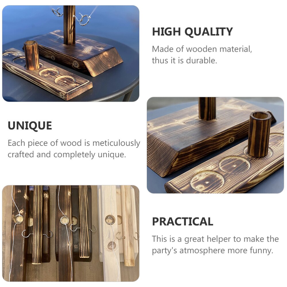 1 Set Hook and Shot Ladder Game Wooden Ring Toss Board Game