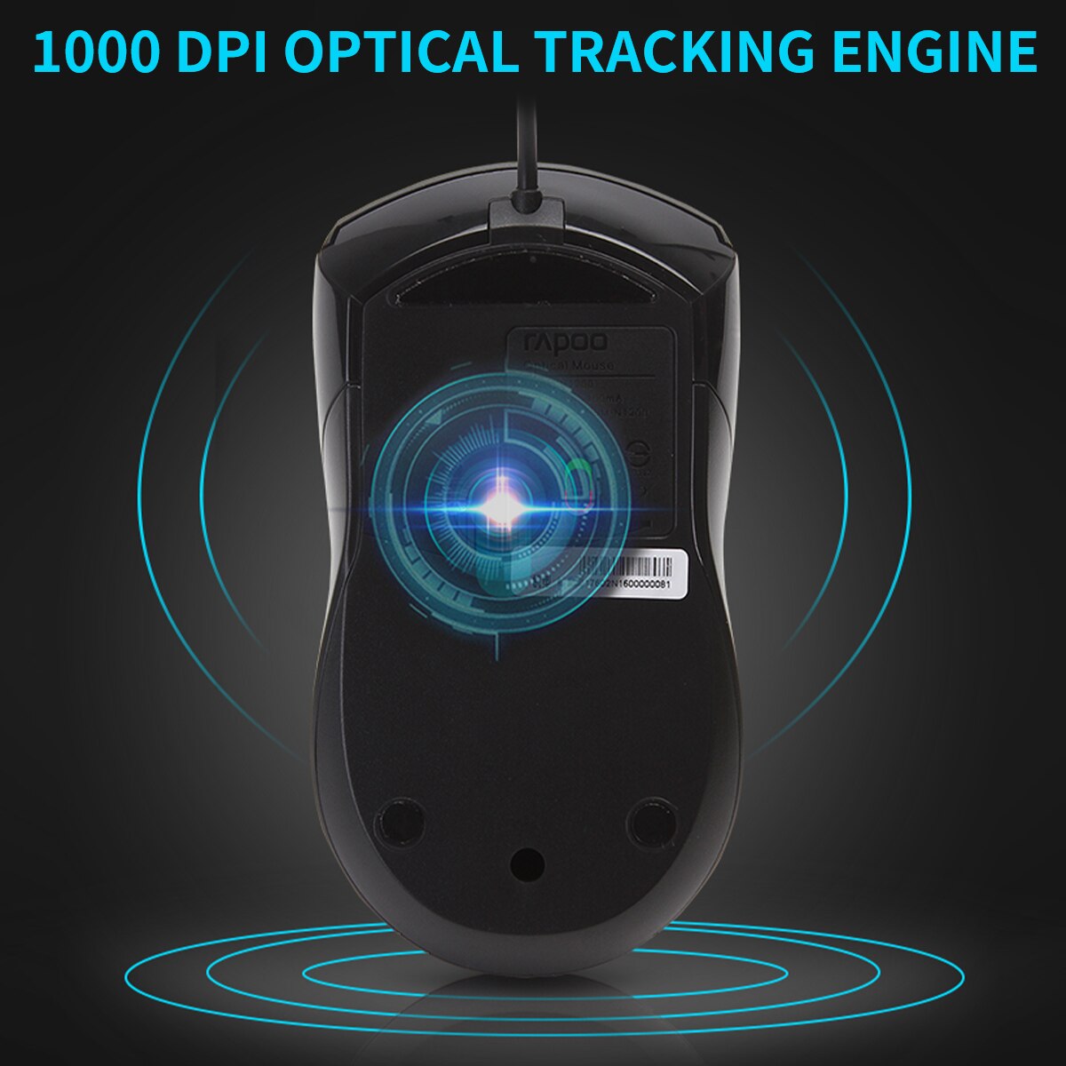 Rapoo N1600/N1200 Silent USB Wired Mouse 1000DPI Optical Mouse Quiet Button Ergonomic Mouse Mice for Desktop Computer Laptops