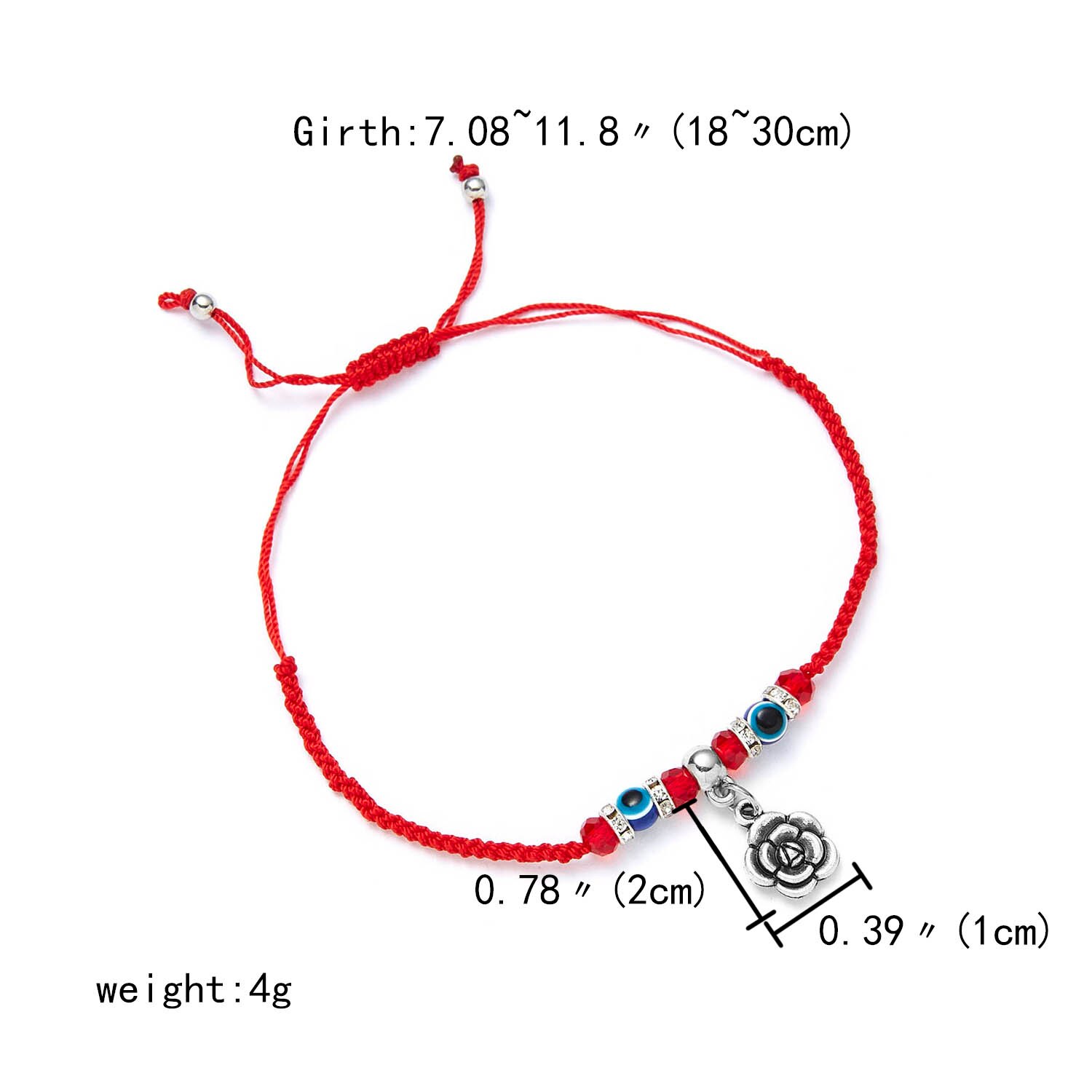 Türkische Evil Eye Armbänder Für Frauen Red String Hamsa Armbänder Handgemachte Geflochtenen Seil Glück Armband Weiblichen Freundschaft Schmuck: rose flower