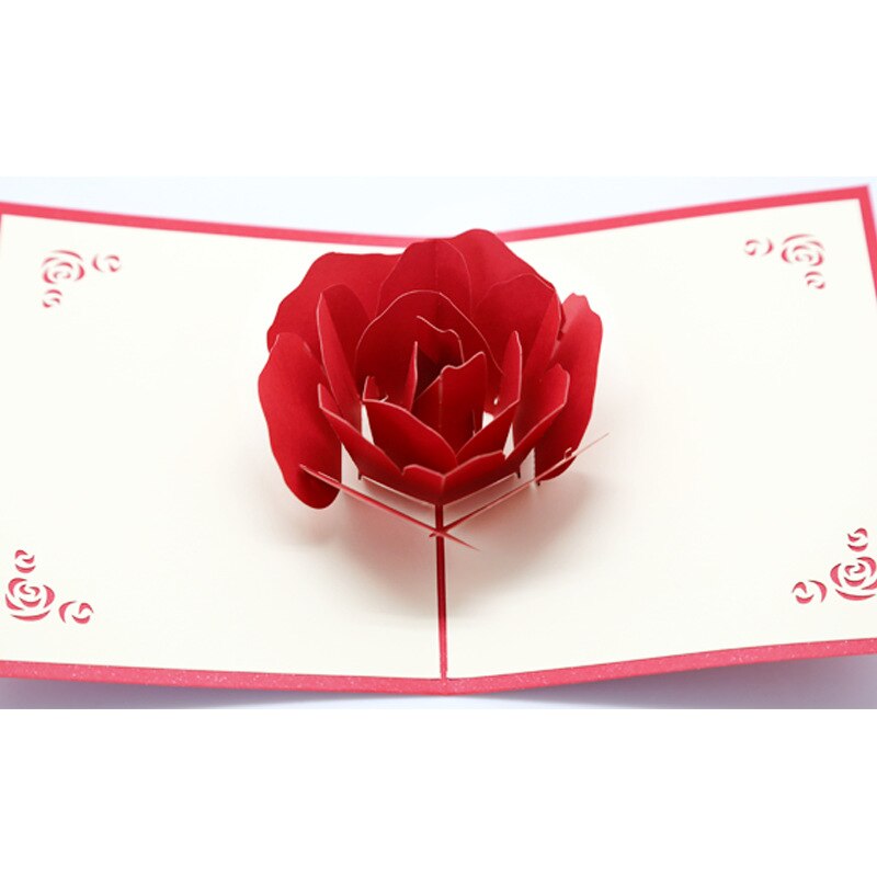 1pc Rose Blume 3D Pop hoch Grußkarten mit Umschlag Mariage Hochzeit Einladung Valentinstag Gruß Karte Valentinstag